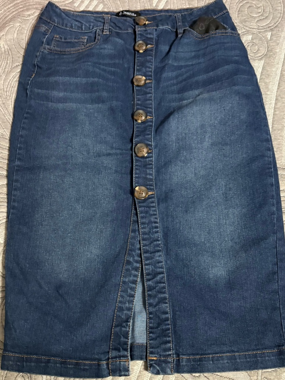 d. jeans Dark Blue Button-Front Denim Skirt